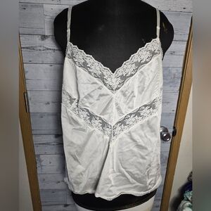 Vtg White Lace Trim Camisole Top